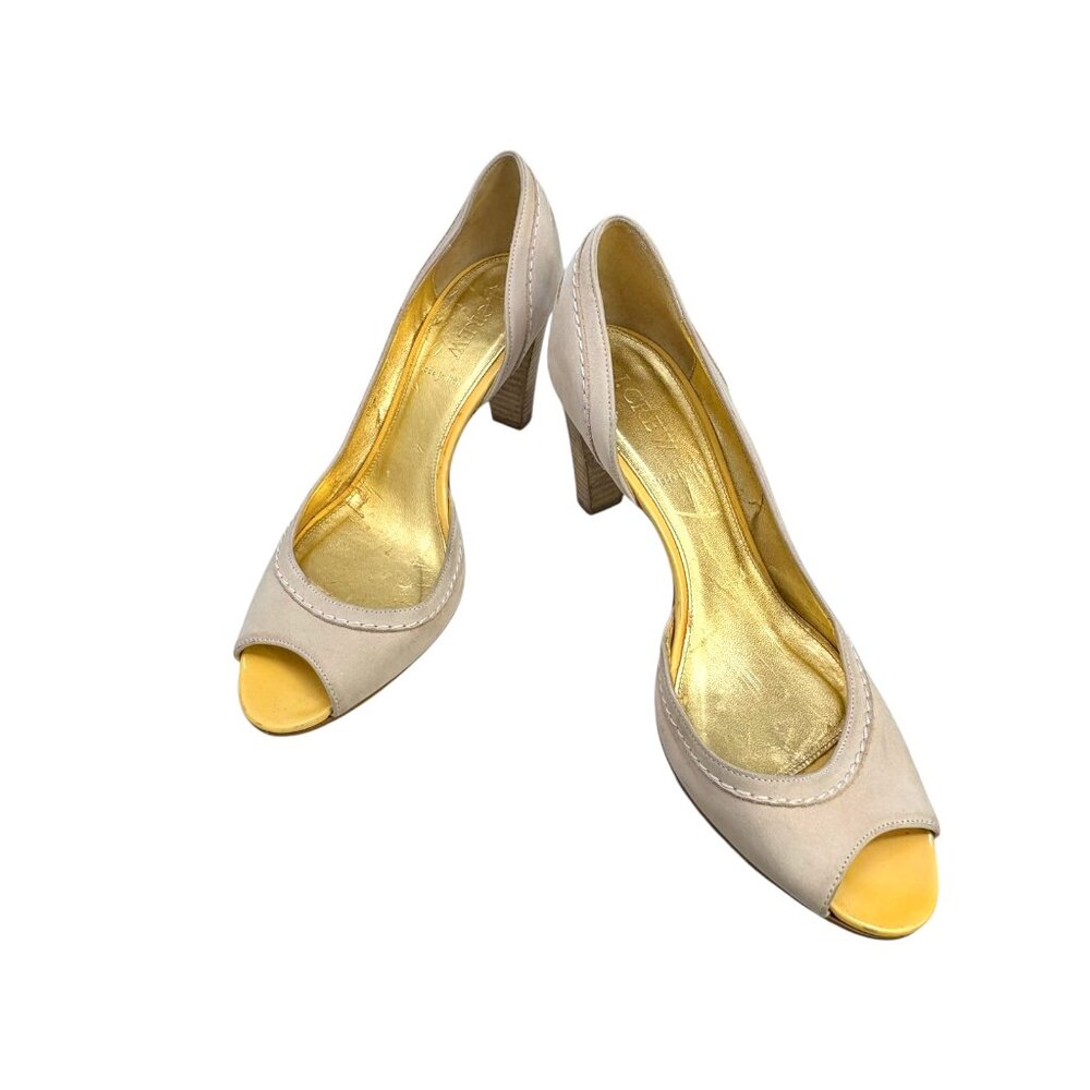 J Crew‎ Petra Stone Nubuck Open Toe D'Orsay Pumps